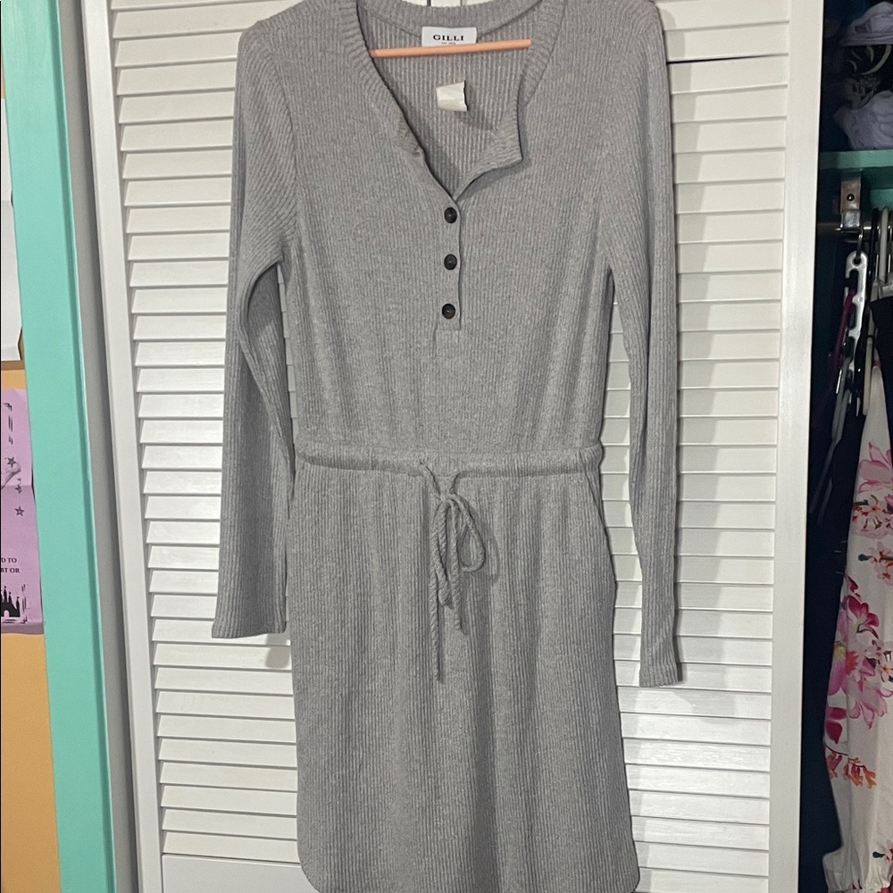GILLI Charcoal Long Sleeve Dress
